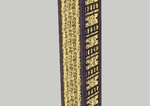 中式特色景观柱设计SU(草图大师)模型
