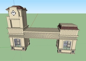 欧式小区大门设计SU(草图大师)模型