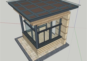 现代简约岗亭设计SU(草图大师)模型