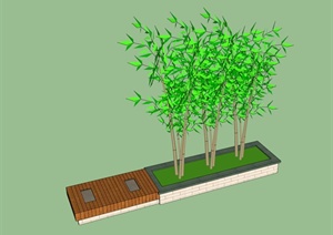 长方形树池坐凳设计SU(草图大师)模型