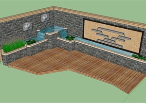 水景墙平台设计SU(草图大师)模型