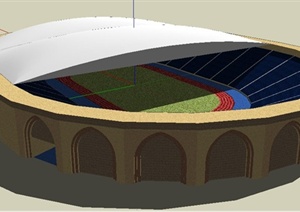 某现代椭圆形体育球馆建筑设计SU(草图大师)模型