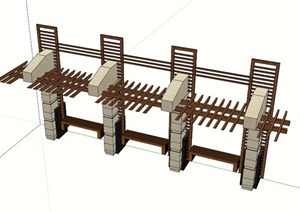 现代特色廊架坐凳设计SU(草图大师)模型