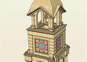 欧式钟楼设计SU(草图大师)模型