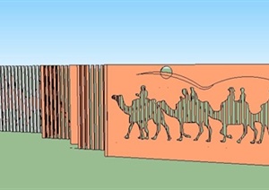现代风格折叠骆驼景墙SU(草图大师)模型