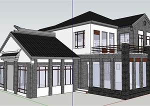 现代中式风格商业用房建筑设计SU(草图大师)模型