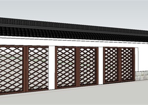 现代中式风格镂空围墙设计SU(草图大师)模型