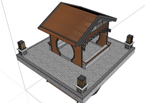 中式拱门亭子设计SU(草图大师)模型
