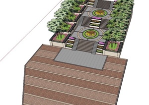 台阶树池道路组合设计SU(草图大师)模型