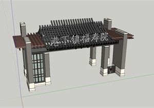 现代中式大门设计SU(草图大师)模型