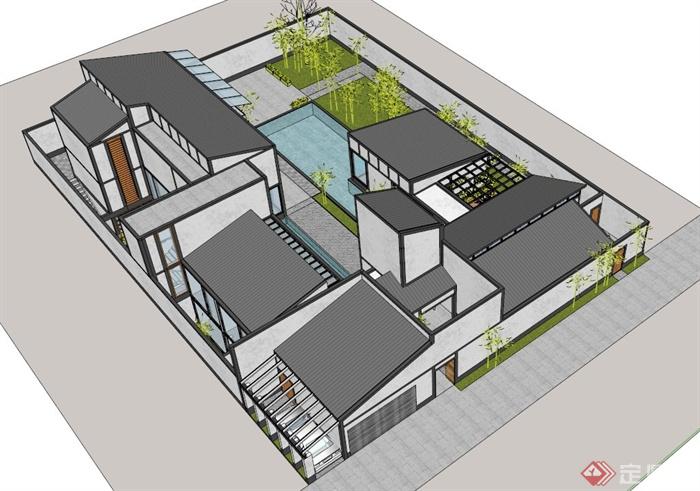 小户型苏博式别墅建筑设计SU模型(2)