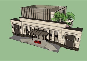 新古典售楼部会所建筑设计SU(草图大师)模型