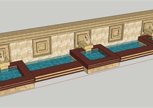 新古典吐水墙设计SU(草图大师)模型