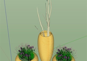 木制景观花瓶小品设计SU(草图大师)模型