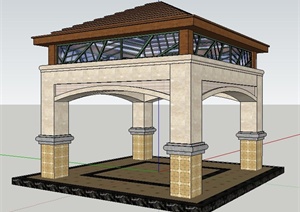 现代风格园林景观方亭SU(草图大师)模型