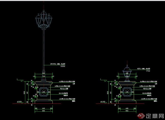 园林景观节点特色灯柱设计CAD施工图(1)