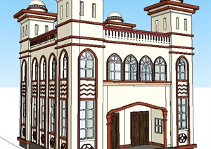 伊斯兰式回族住宅建筑设计SU(草图大师)模型