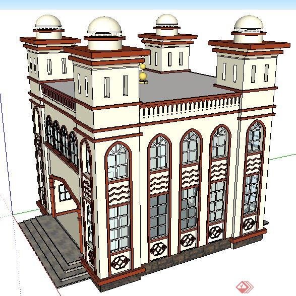 伊斯兰式回族住宅建筑设计su模型(2)