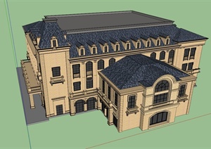 三层欧式会所建筑设计SU(草图大师)模型