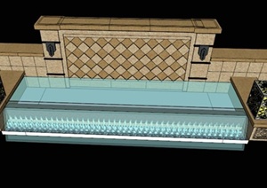 新古典水景墙设计SU(草图大师)模型