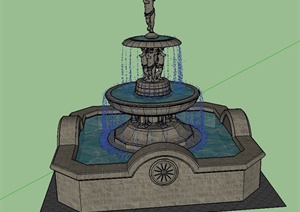 园林景观节点水景雕塑设计SU(草图大师)模型