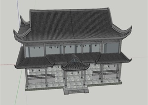 中式重檐亭房设计SU(草图大师)模型
