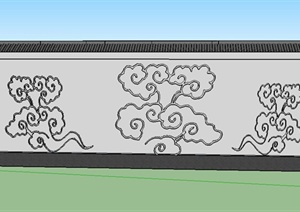 古典中式风格景观节点景墙设计SU(草图大师)模型