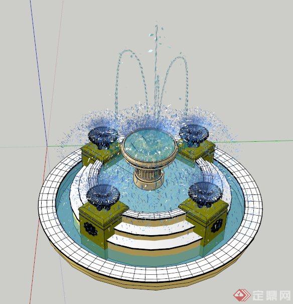 现代喷泉设计SU模型(1)