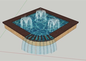 小型喷泉池设计SU(草图大师)模型