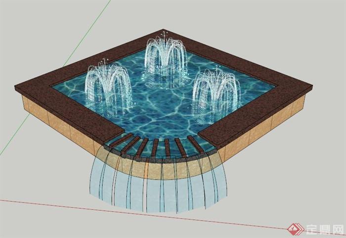 小型喷泉池设计模型
