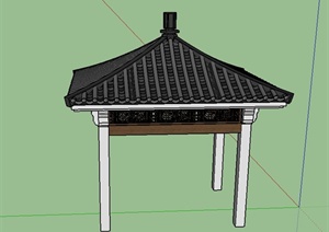 古典中式四角凉亭设计SU(草图大师)模型