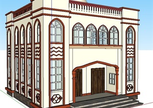多层伊斯兰式回族住宅建筑设计SU(草图大师)模型