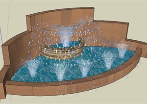 某现代简约喷泉水池xu模型