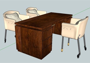 现代风格办公桌椅SU(草图大师)模型