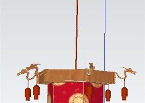 中式风格吊灯及落地灯SU(草图大师)模型