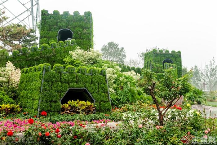 植物城堡,植物墙,花卉植物,园路