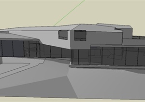 现代某两层异形住宅建筑设计SU(草图大师)模型+CAD图+PDF文本