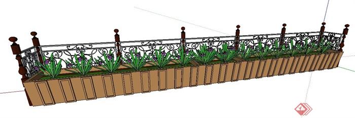 现代风格铁艺花园栅栏su模型(2)