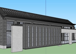 某现代中式风格展览馆建筑设计SU(草图大师)模型