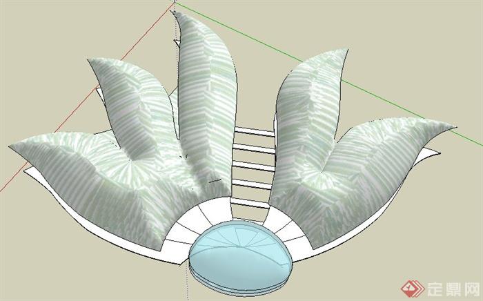 现代风格单层科技馆建筑设计su模型(3)