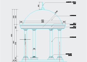 某欧式圆形亭子设计CAD施工图