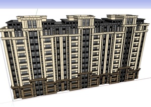 新古典小高层住宅楼建筑设计SU(草图大师)模型