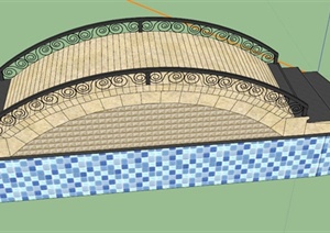 欧式小拱桥设计SU(草图大师)模型