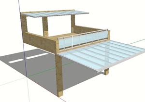 现代简约休息廊架SU(草图大师)模型