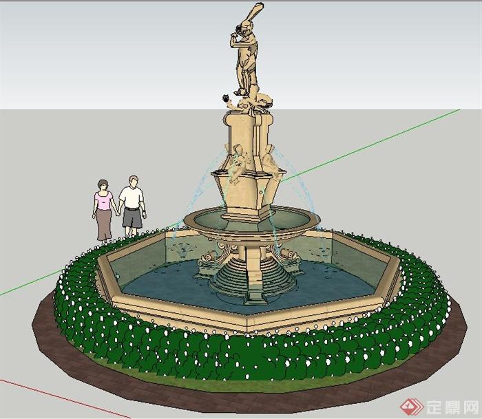 园林景观雕塑喷泉su模型(1)