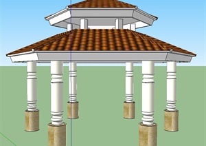 现代简约风格六角凉亭SU(草图大师)模型
