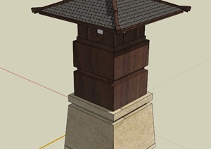 中式灯柱设计SU(草图大师)模型