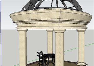 现代风格景观凉亭及铁质桌椅SU(草图大师)模型