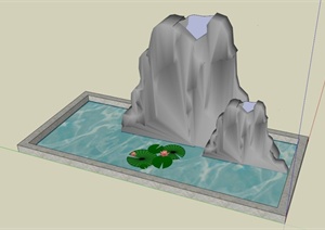小景石水池设计SU(草图大师)模型