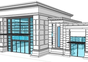 现代简约风格售楼处建筑设计SU(草图大师)模型